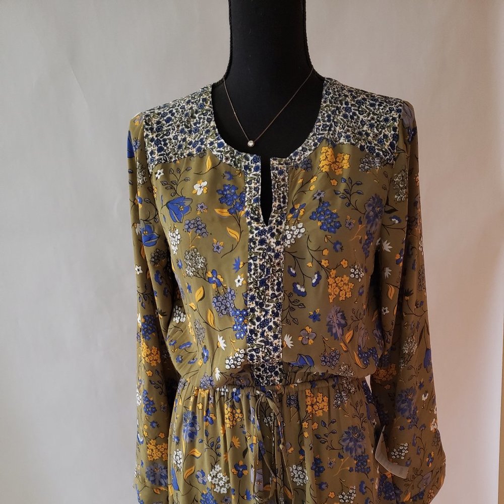 NWT DR2 Green Floral long Sleeve Dress